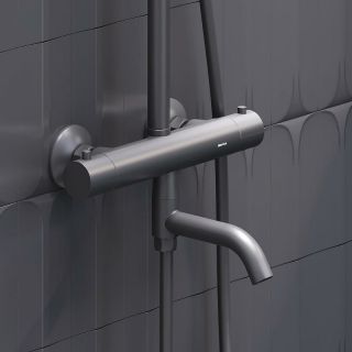 Душевая стойка Damixa Jupiter 977810300 с термостатом Черная матовая